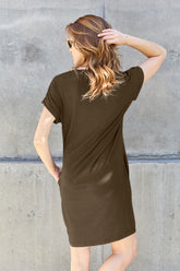 Basic Bae Full Size Round Neck Short Sleeve Dress with Pockets - Casual Comfort with Style
